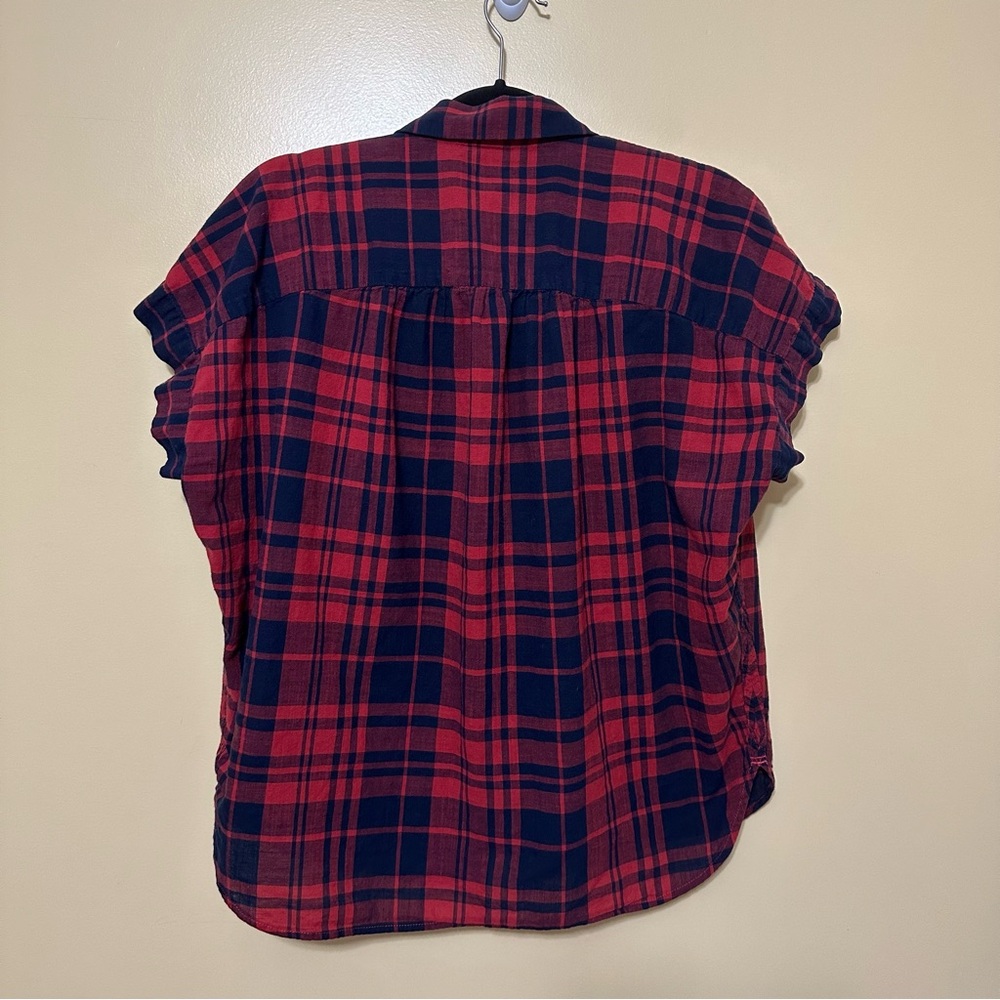 Madewell Central Shirt Short Sleeve Button Up Boxy Women M Bushwick Plaid - Picture 8 of 8